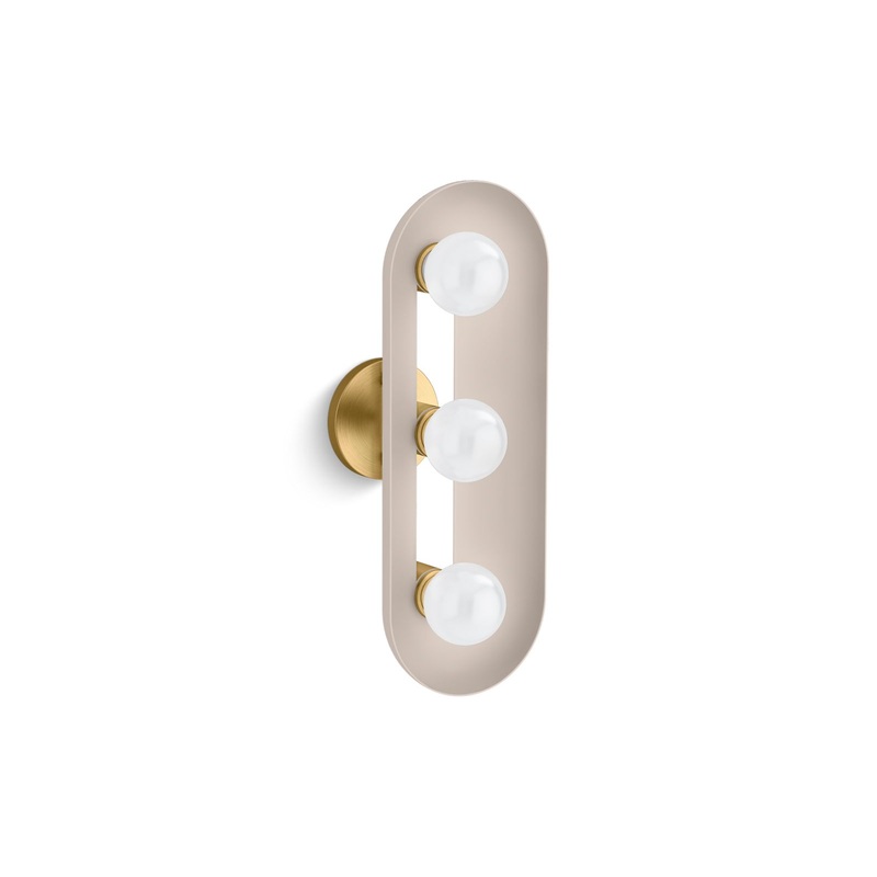 KOHLER K-31784-SC03-SLG Jabot Three-Light Sconce In Biscuit Satin with Brushed Moderne Brass