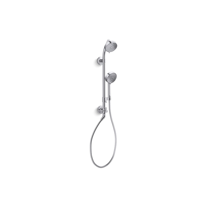 KOHLER K-76471-Y-CP Hydrorail-S Shower Column Kit With Awaken 2.5 Gpm Showerhead And Handshower In Polished Chrome