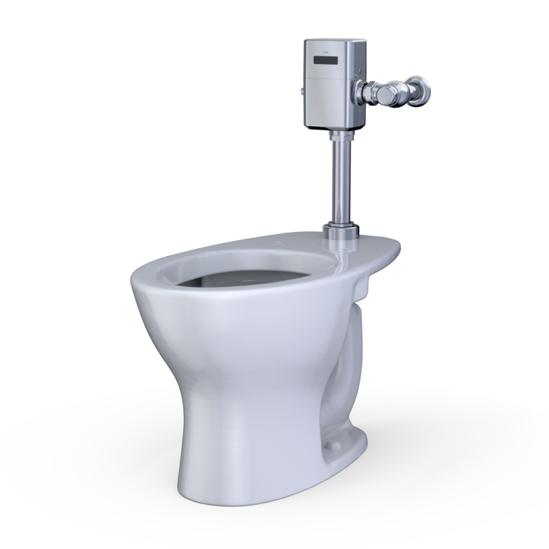 TOTO CT725CUFG#01 Tornado Flush Commercial Flushometer Floor-Mounted Universal Height Toilet With Cefiontect - Cotton White