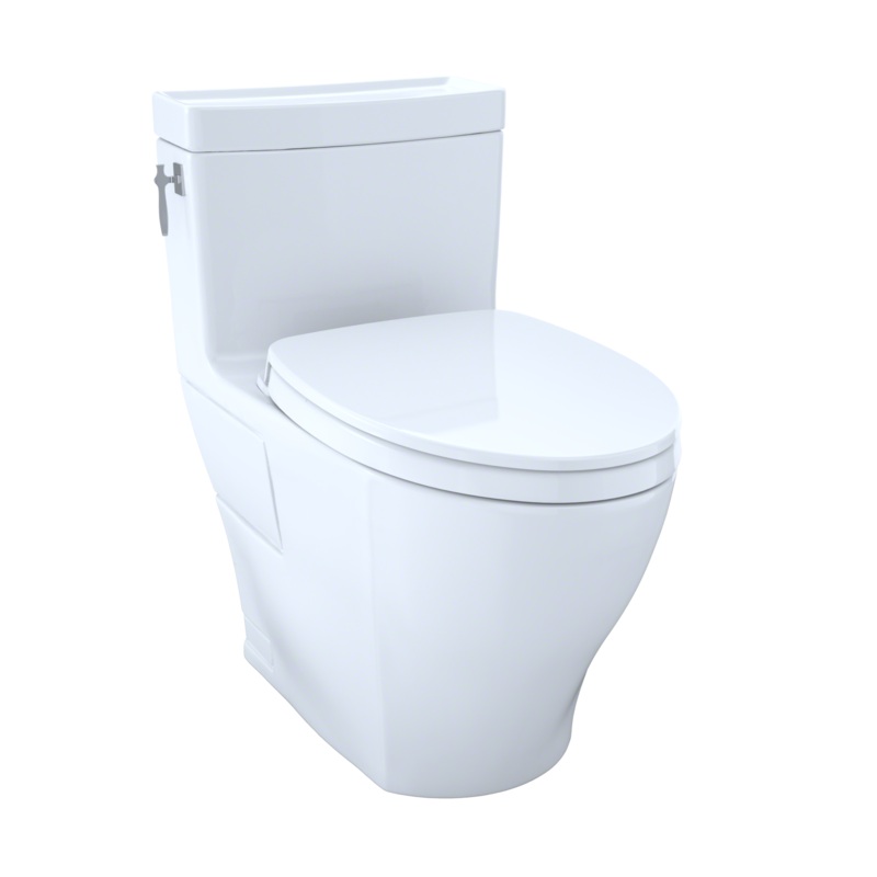 TOTO MS626124CEFG#01 Aimes Washlet+ One-Piece Elongated 1.28 Gpf Universal Height Skirted Toilet With Cefiontect - Cotton White