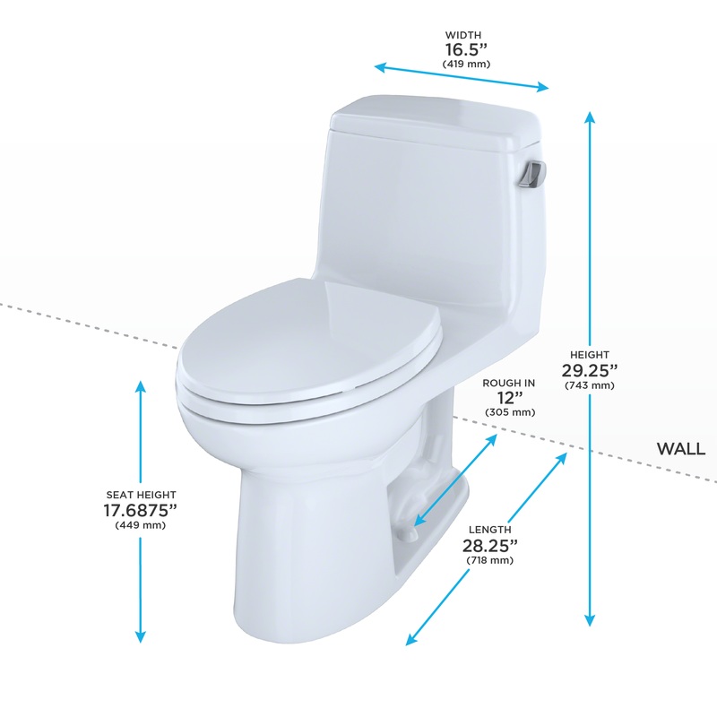TOTO MS854114SLR#01 Ultramax One-Piece Elongated 1.6 Gpf Ada Compliant Toilet With Right-Hand Trip Lever - Cotton White