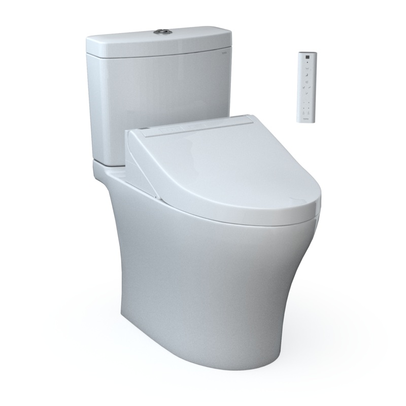 TOTO MW4463084CEMGN#01 Totowashlet+  Aquia Iv Two-Piece Elongated Dual Flush 1.28 And 0.9 Gpf Toilet And Washlet C5 Bidet Seat - Cotton White
