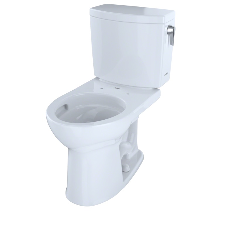 TOTO CST453CUFRG#01 Drake Ii 1G Two-Piece Round 1.0 Gpf Universal Height Toilet With Cefiontect And Right-Hand Trip Lever - Cotton White