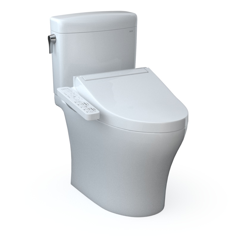 TOTO MW4363074CEMFGN#01 Washlet+ Aquia Iv Cube Two-Piece Elongated Dual Flush 1.28 And 0.9 Gpf Toilet With C2 Bidet Seat - Cotton White
