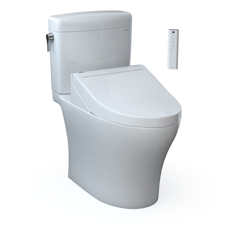TOTO MW4363084CEMFGN#01 Washlet+ Aquia Iv Cube Two-Piece Elongated Dual Flush 1.28 And 0.9 Gpf Toilet With C5 Bidet Seat - Cotton White