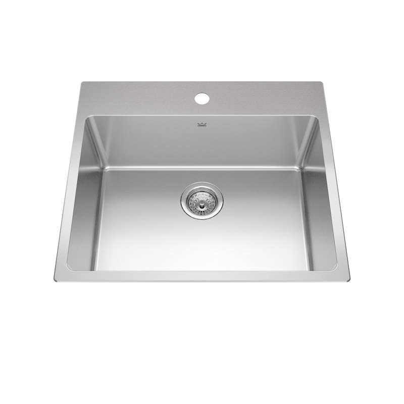 KINDRED BSL2225-9-1N Brookmore 25.1-in LR x 22.1-in FB x 9-in DP Drop in Single Bowl Stainless Steel Sink In Commercial Satin Finish