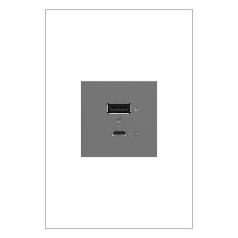 LEGRAND ARUSB2AC6M4 ADORNE  Ultra-Fast USB Type-A/C Outlet Module, Magnesium