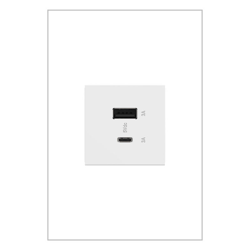 LEGRAND ARUSB2AC6W4 ADORNE  Ultra-Fast USB Type-A/C Outlet Module, White