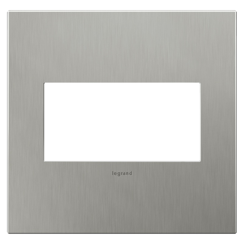 LEGRAND AWC2GBS4 ADORNE  Brushed Stainless Steel Two-Gang Screwless Wall Plate