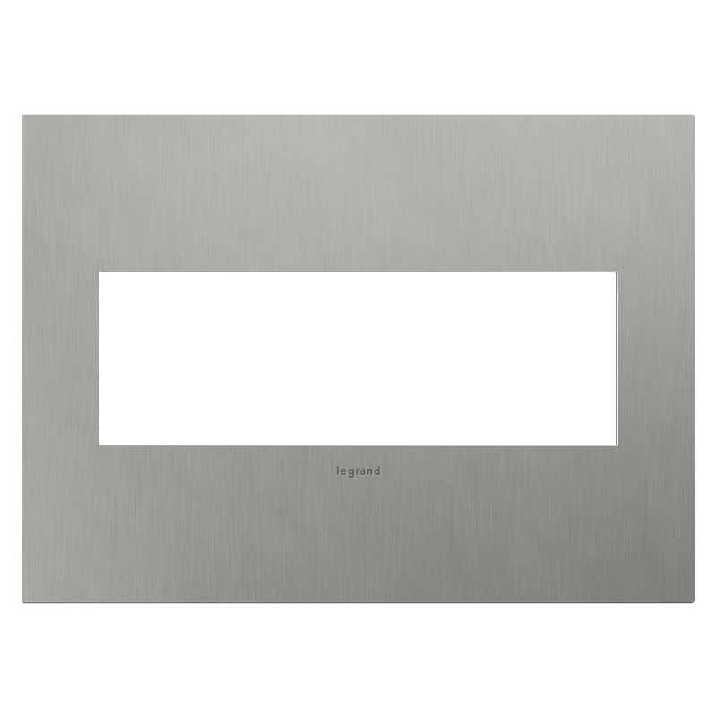 LEGRAND AWC3GBS4 ADORNE  Brushed Stainless Steel Three-Gang Screwless Wall Plate