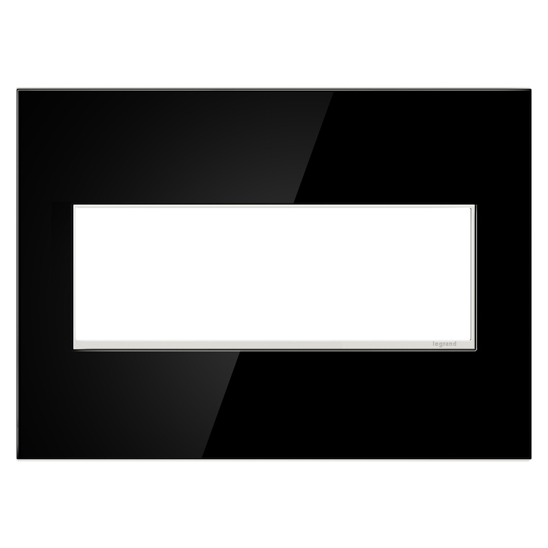 LEGRAND AWM3GMB4 ADORNE  Mirror Black Three-Gang Screwless Wall Plate