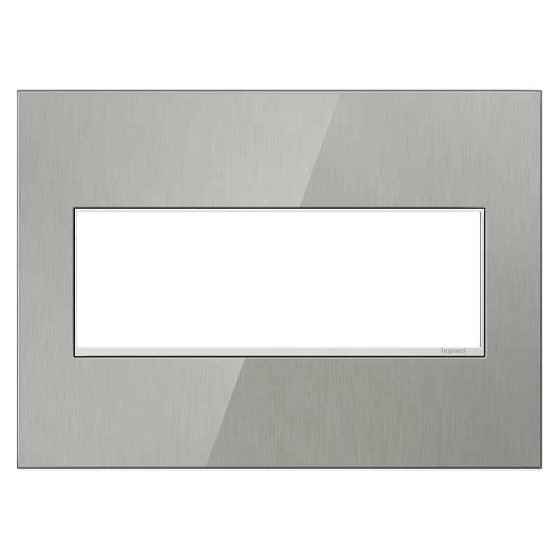 LEGRAND AWM3GMS4 ADORNE  Brushed Stainless Three-Gang Screwless Wall Plate
