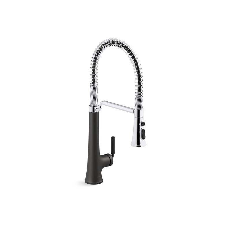 KOHLER K-23765-CBL Tone Semi-Professional Pull-Down Kitchen Sink Faucet With Three-Function Sprayhead In Polished Chrome with Matte Black