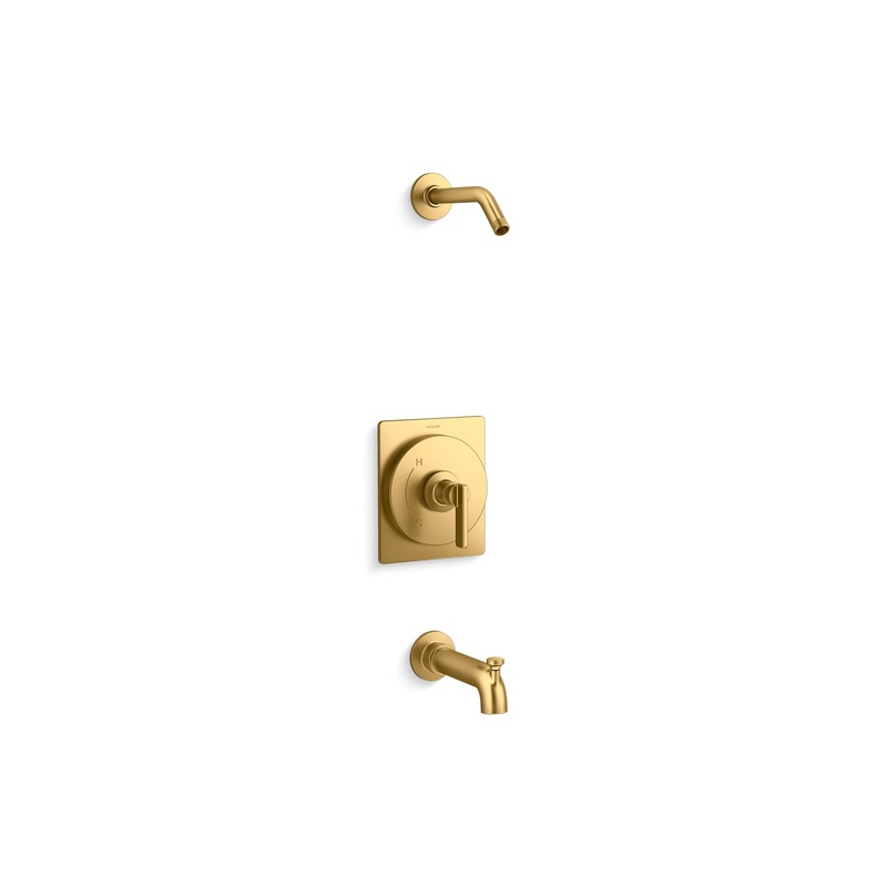 KOHLER K-TLS35915-4-2MB Castia By Studio Mcgee Rite-Temp Bath And Shower Trim Kit, Without Showerhead In Vibrant Brushed Moderne Brass