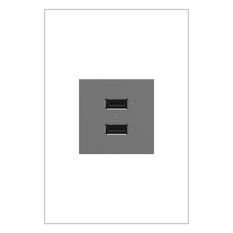 LEGRAND ARUSB2AA6M4 ADORNE  Ultra-Fast USB Type-A/A Outlet Module, Magnesium
