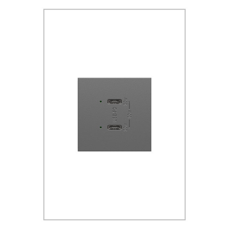 LEGRAND ARUSB30PDM4 ADORNE  Ultra-Fast Plus Power Delivery USB Type-C/C Outlet Module, Magnesium