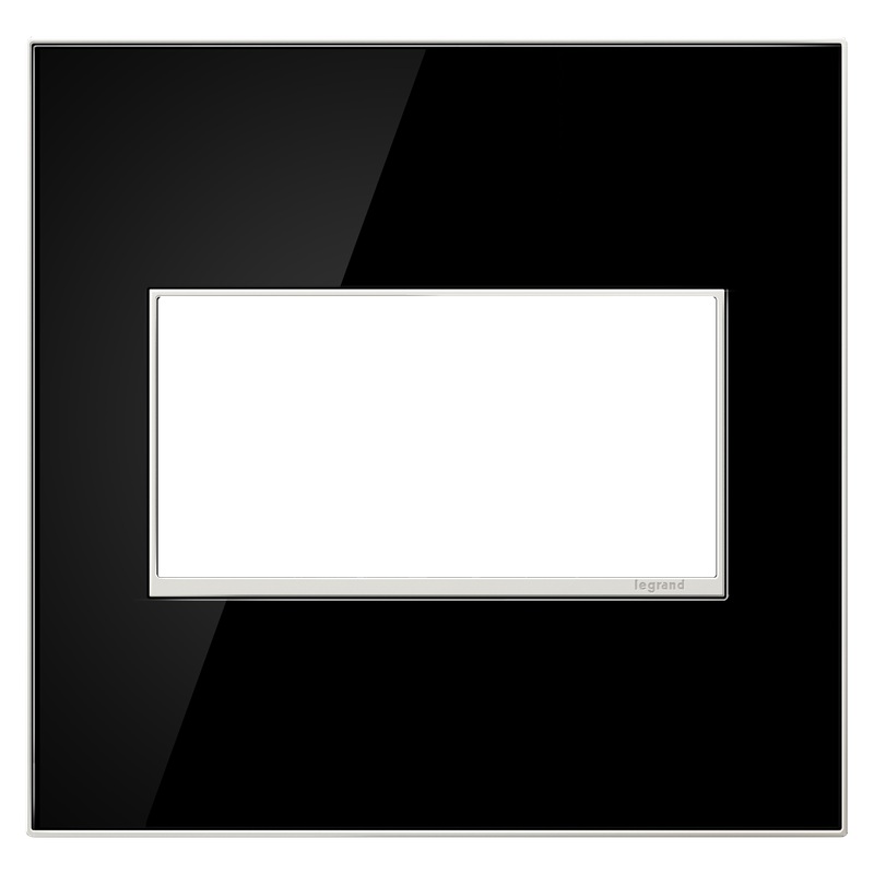 LEGRAND AWM2GMB4 ADORNE  Mirror Black Two-Gang Screwless Wall Plate