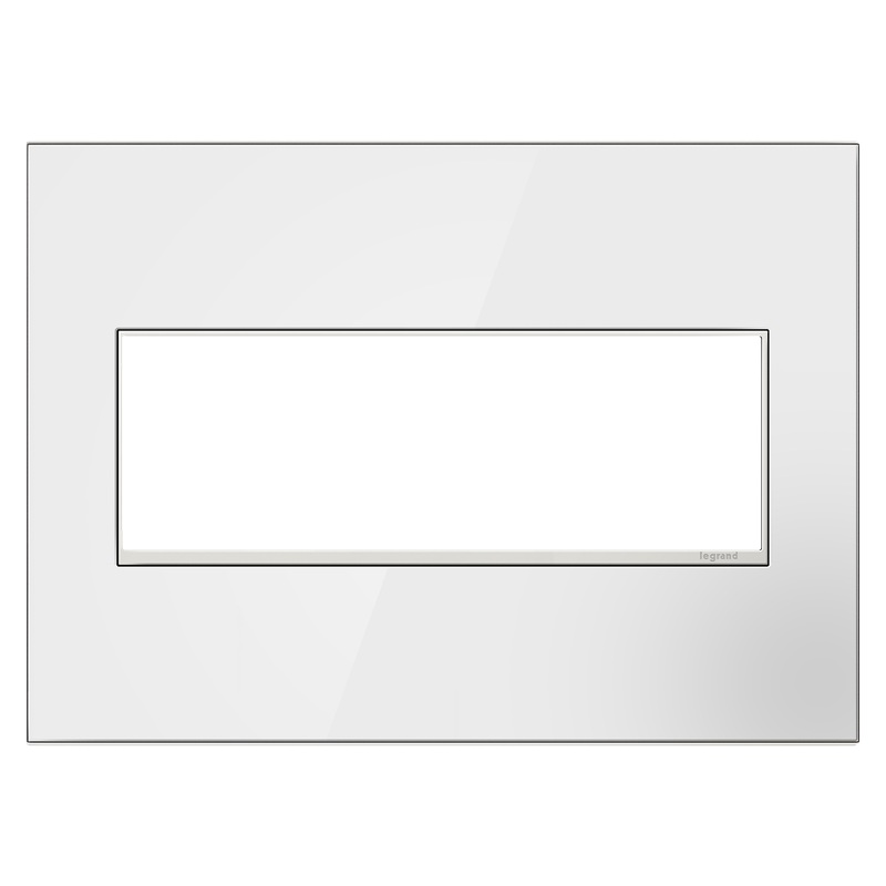 LEGRAND AWM3GMWW4 ADORNE  Mirror White-on-White Three-Gang Screwless Wall Plate