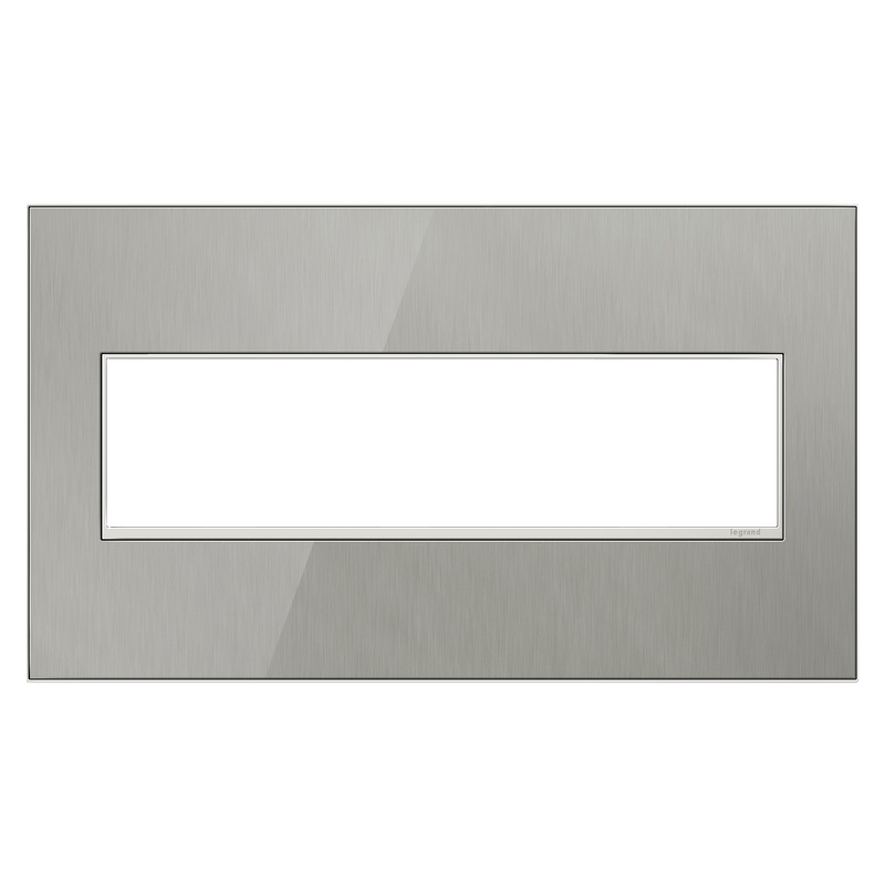 LEGRAND AWM4GMS4 ADORNE  Brushed Stainless Four-Gang Screwless Wall Plate