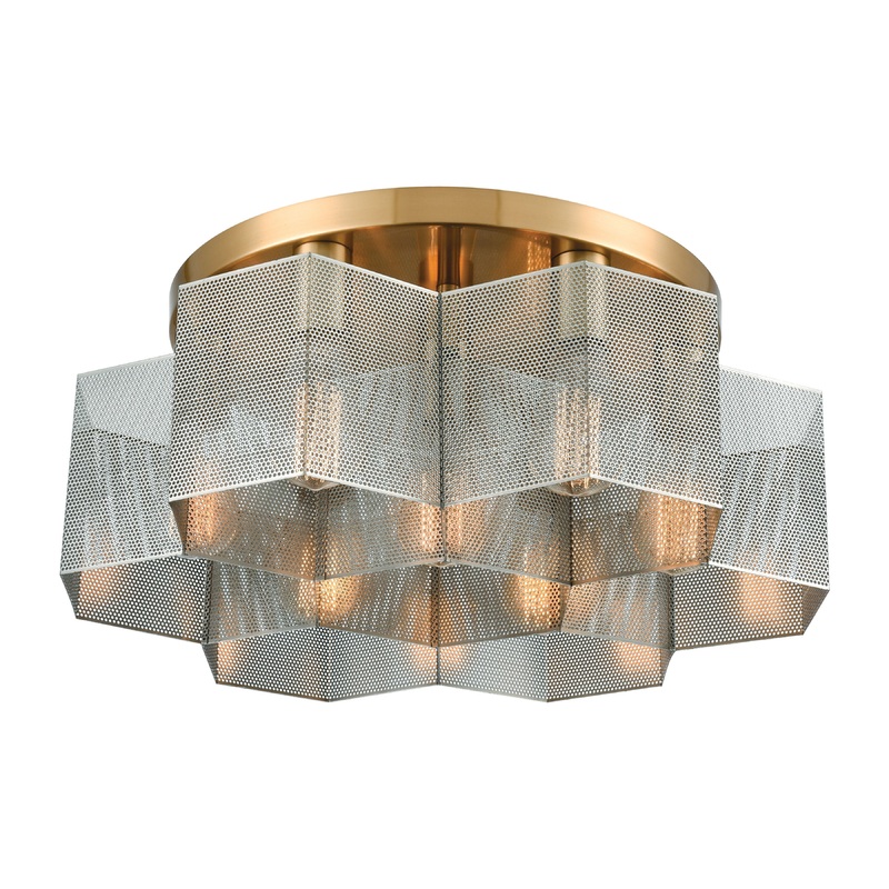 ELK SHOWROOM 21109/7 Compartir 19'' Wide 7-Light Semi Flush Mount - Polished Nickel