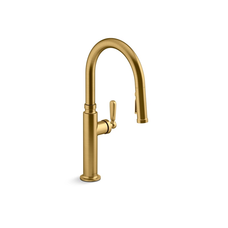 KOHLER K-28358-2MB Edalyn By Studio Mcgee Pull-Down Kitchen Sink Faucet With Three-Function Sprayhead In Vibrant Brushed Moderne Brass