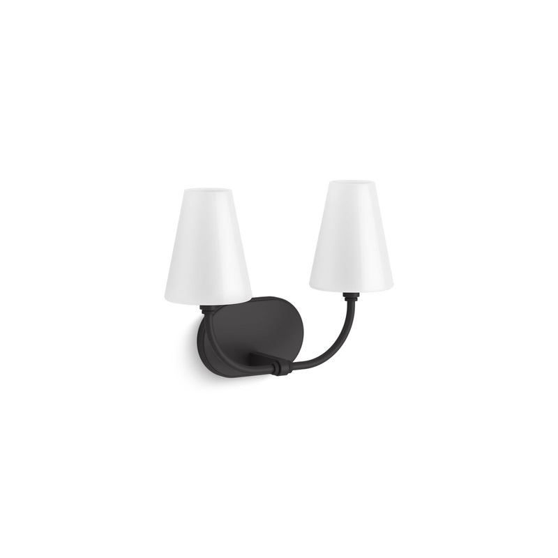 KOHLER K-32256-SC02-BLL Kernen By Studio Mcgee Two-Light Sconce In Matte Black