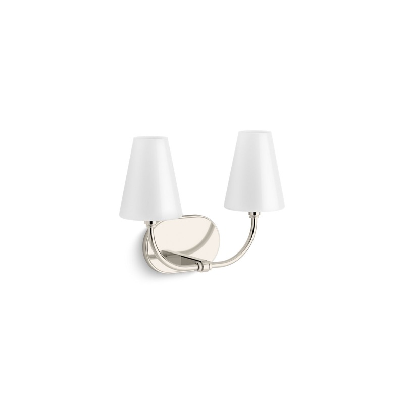 KOHLER K-32256-SC02-SNL Kernen By Studio Mcgee Two-Light Sconce In Polished Nickel