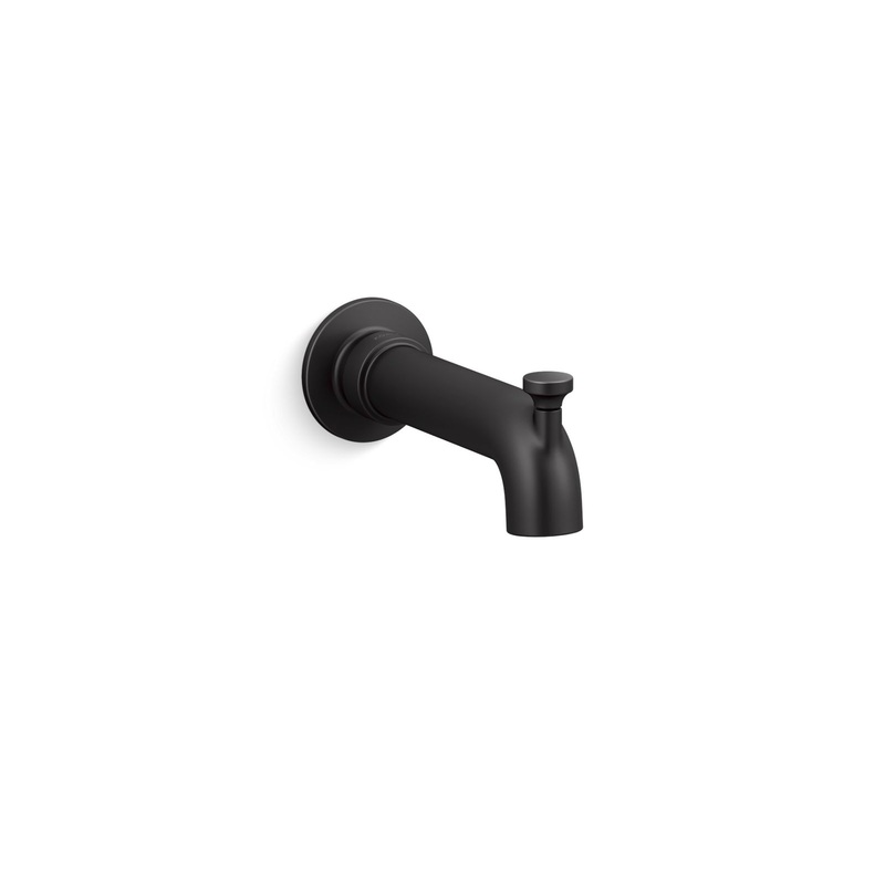 KOHLER K-35923-BL Castia By Studio Mcgee Wall-Mount Bath Spout With Diverter In Matte Black