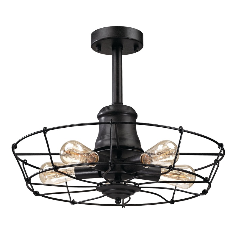 ELK SHOWROOM 14259/5 Glendora 20'' Wide 5-Light Semi Flush Mount - Wrought Iron Black