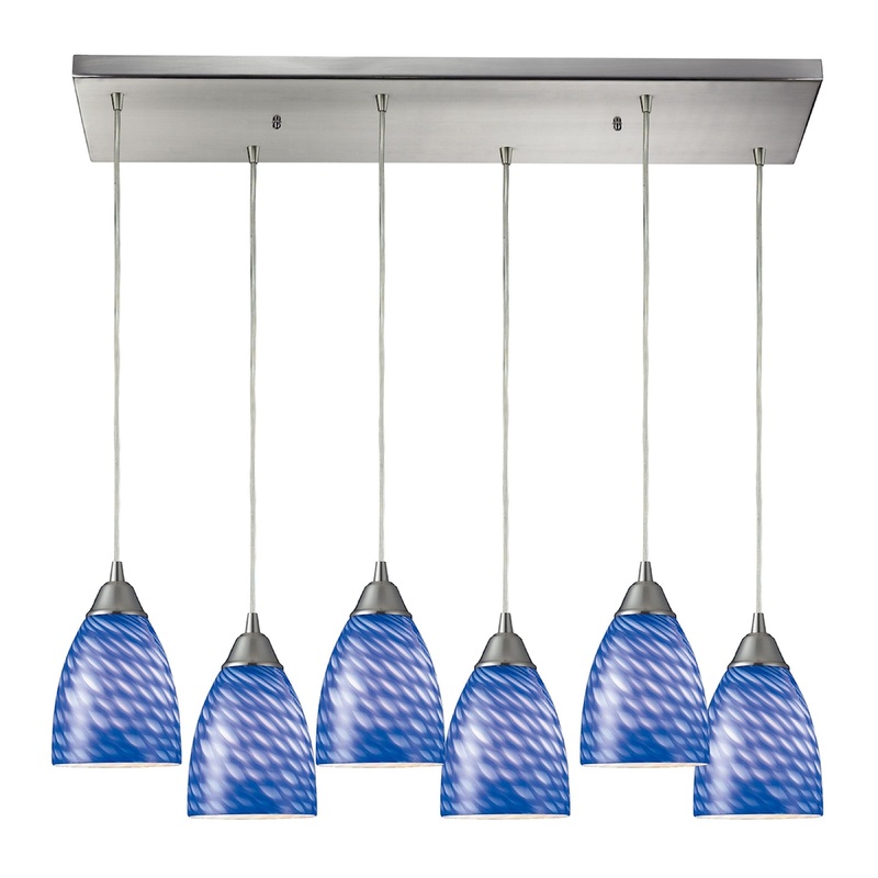 ELK SHOWROOM 416-6RC-S Arco Baleno 30'' Wide 6-Light Pendant - Satin Nickel with Sapphire Glass