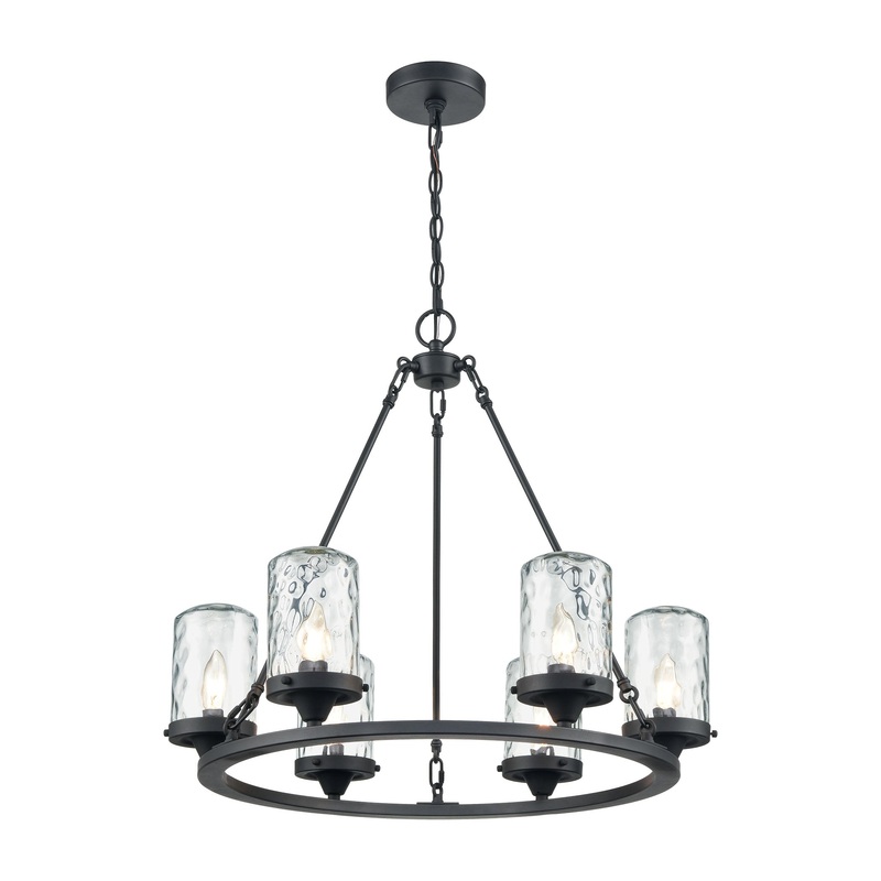 ELK SHOWROOM 45406/6 Torch 26'' Wide 6-Light Outdoor Pendant - Charcoal Black