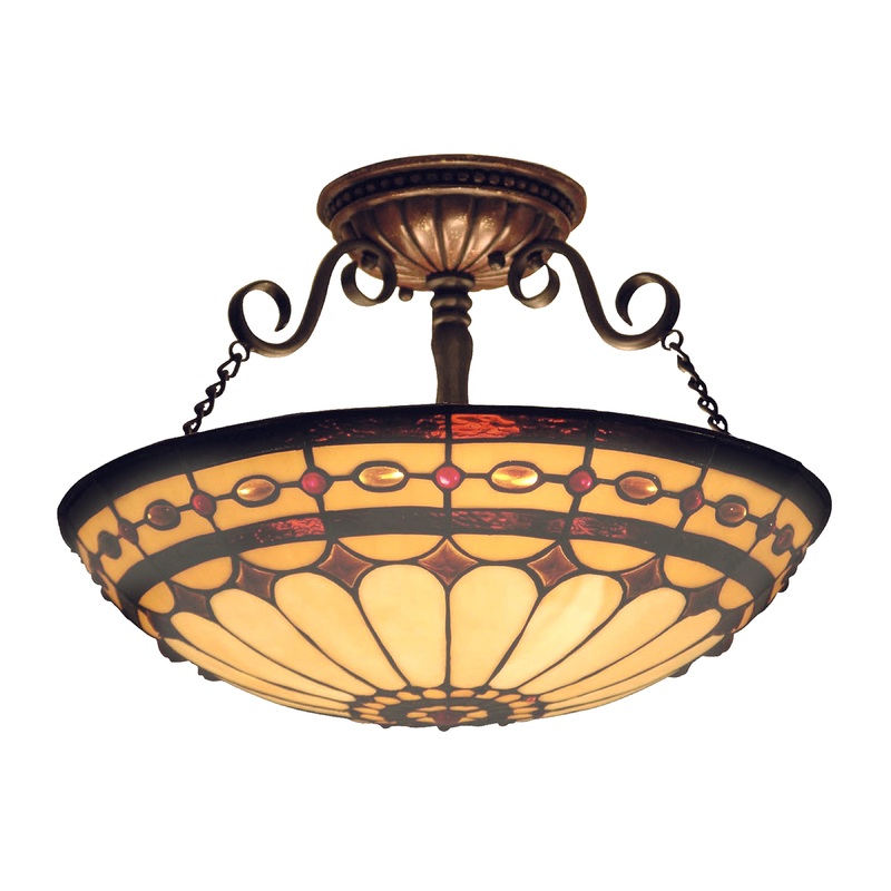 ELK SHOWROOM 641-BC Diamond Ring 16'' Wide 3-Light Semi Flush Mount - Burnished Copper