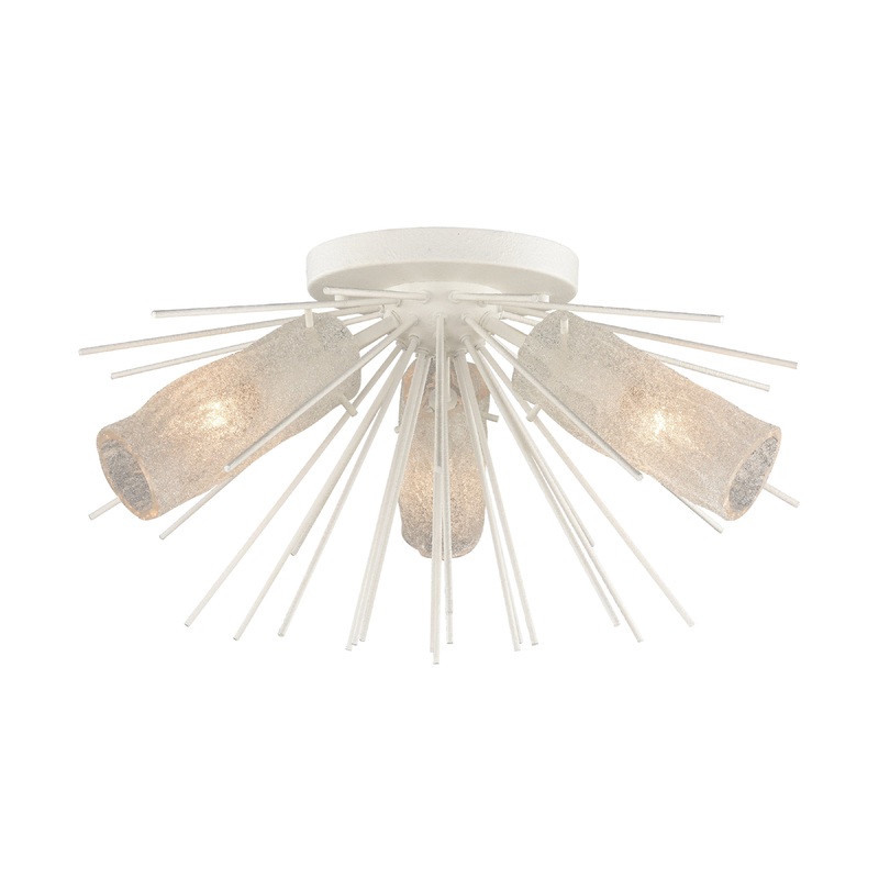 ELK SHOWROOM 82084/3 Sea Urchin 20'' Wide 3-Light Semi Flush Mount - White Coral