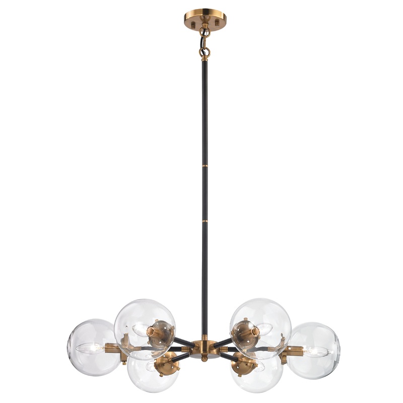 ELK SHOWROOM 14432/6 Boudreaux 28'' Wide 6-Light Chandelier - Matte Black with Antique Gold