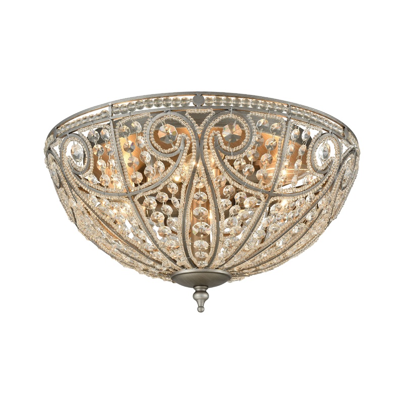 ELK SHOWROOM 15994/6 Elizabethan 17'' Wide 6-Light Flush Mount - Weathered Zinc
