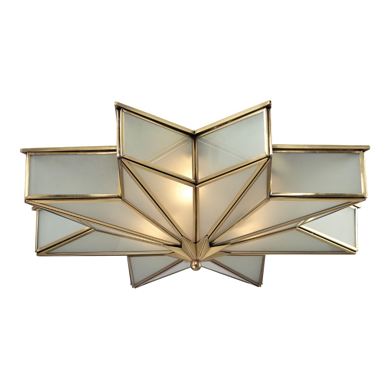 ELK SHOWROOM 22011/3 Decostar 21'' Wide 3-Light Flush Mount - Brushed Brass
