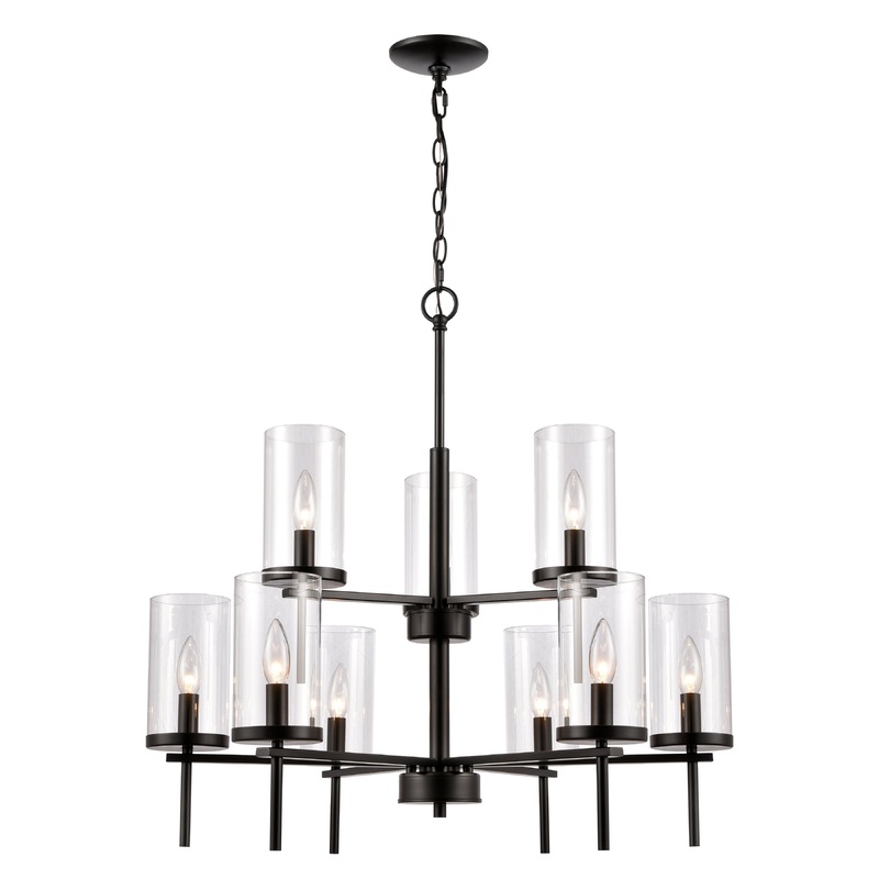 THOMAS CN290926 Oakland 28.5'' Wide 9-Light Chandelier - Black