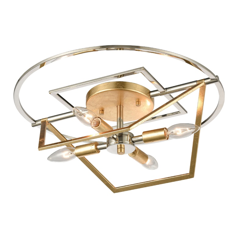 ELK SHOWROOM 12261/4 Geosphere 18'' Wide 4-Light Semi Flush Mount - Polished Nickel