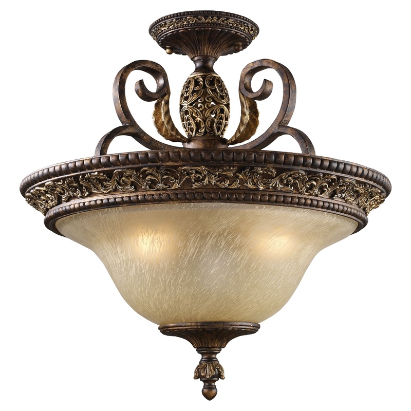 ELK SHOWROOM 2157/3 Regency 19'' Wide 3-Light Semi Flush Mount - Burnt Bronze