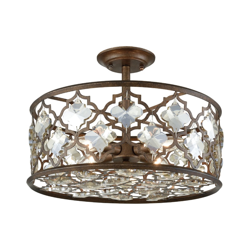 ELK SHOWROOM 31092/4 Armand 17'' Wide 4-Light Semi Flush Mount - Weathered Bronze