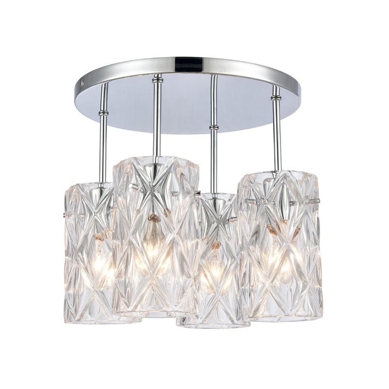 ELK SHOWROOM 82197/4 Forma de Crystal 13.75'' Wide 4-Light Semi Flush Mount - Polished Chrome