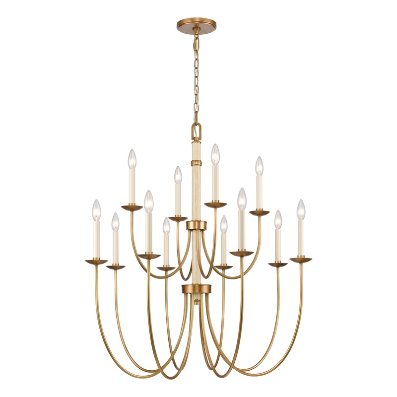 ELK SHOWROOM 89719/8+4 Neville 34'' Wide 12-Light Chandelier - Natural Brass