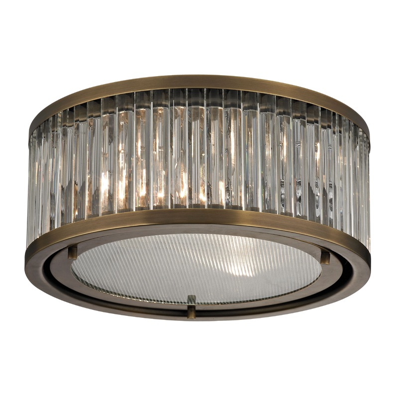 ELK SHOWROOM 46122/2 Linden Manor 12'' Wide 2-Light Flush Mount - Aged Brass