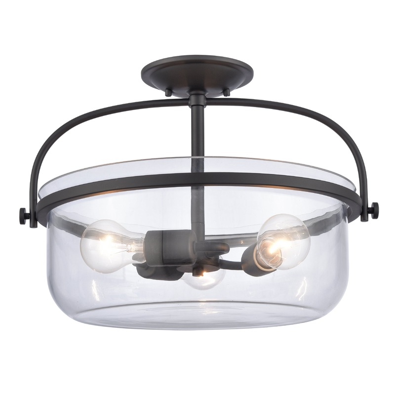 ELK SHOWROOM 89443/3 Wentworth 17'' Wide 3-Light Semi Flush Mount - Matte Black