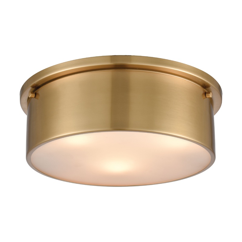 ELK SHOWROOM 12121/3 Simpson 14'' Wide 3-Light Flush Mount - Satin Brass