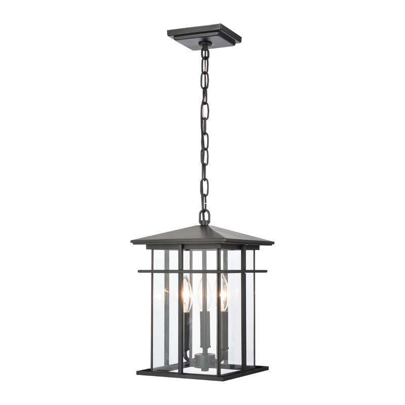 ELK SHOWROOM 89365/3 Oak Park 9'' Wide 3-Light Outdoor Pendant - Matte Black