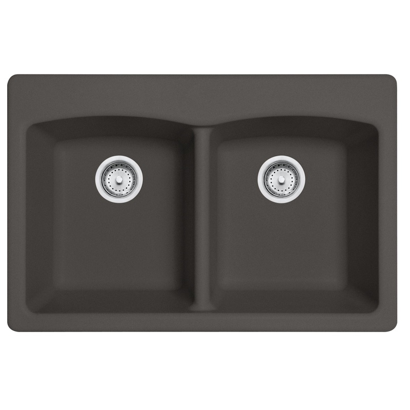 FRANKE EDSL33229-1 Ellipse 33.0-in. x 22.0-in. Granite Dual Mount Double Bowl Kitchen Sink in Slate Grey