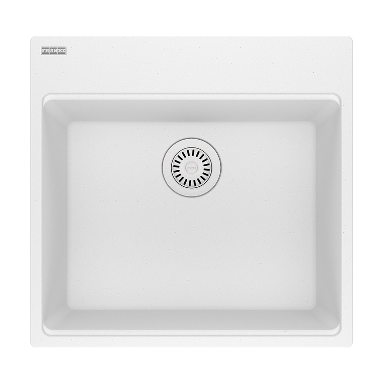 FRANKE MAG61020-PWT Maris Topmount 21.6-in x 20.8-in Granite Single Bowl Kitchen Sink in Polar White