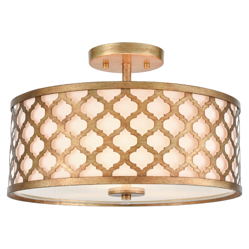 ELK SHOWROOM 75135/3 Arabesque 16'' Wide 3-Light Semi Flush Mount - Bronzed Gold