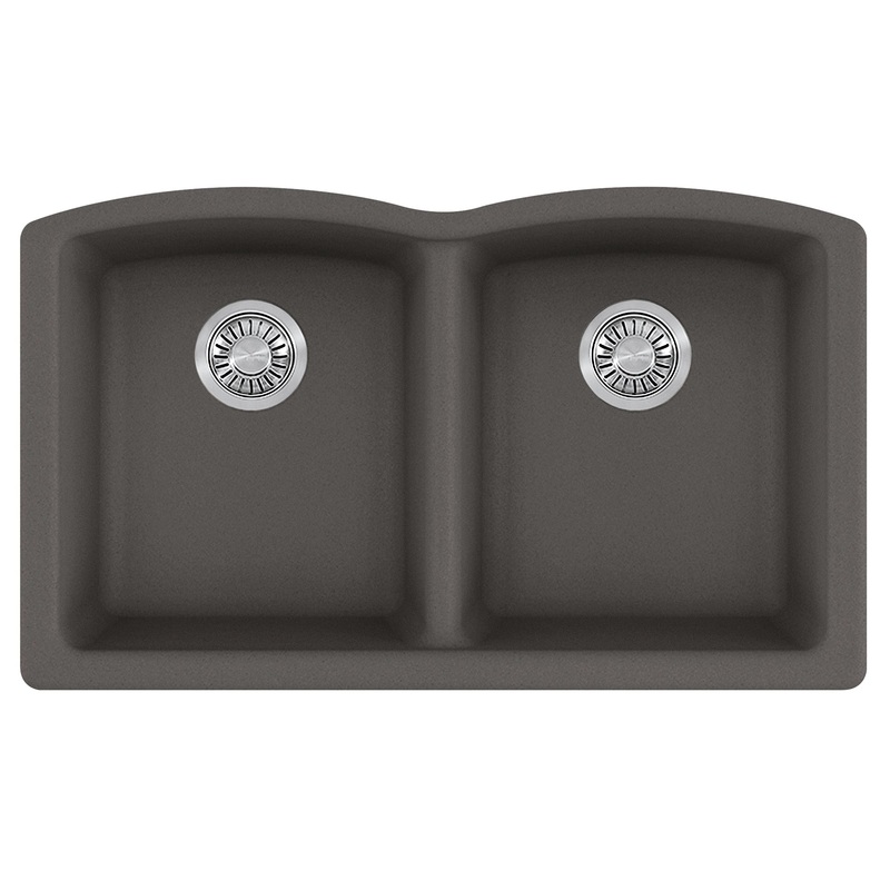 FRANKE ELG120SLG Ellipse 33.0-in. x 19.7-in. Granite Undermount Double Bowl Kitchen Sink in Slate Grey